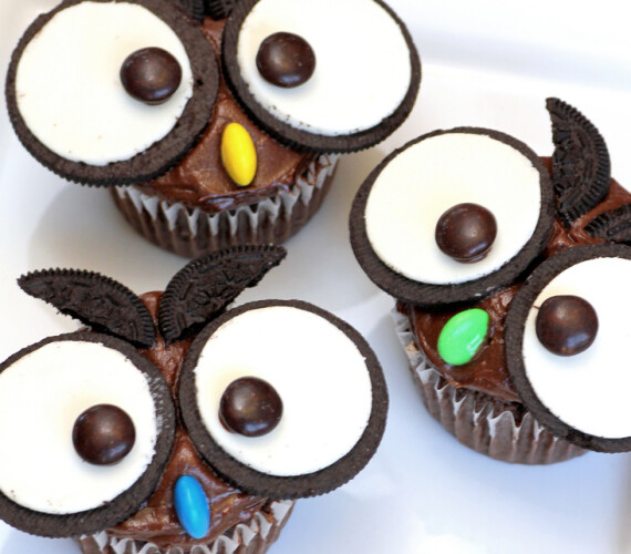 Oreo Cookie & M&M Owl Cupcakes [Recipe]