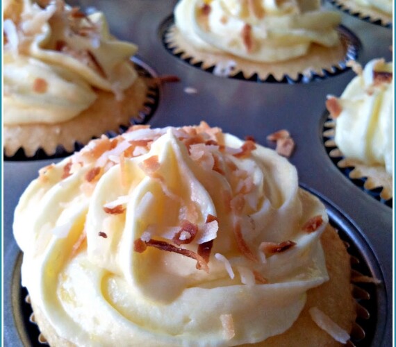 Pina Colada Cupcakes With Pineapple Buttercream Frosting! [Recipe]
